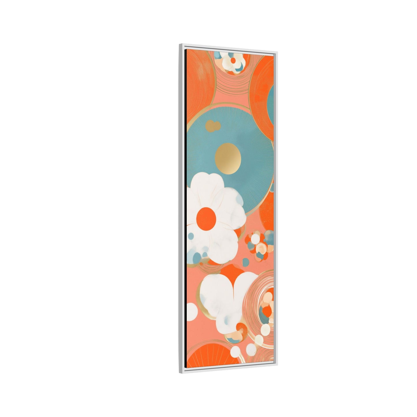 Mid-Century Modern Floral Abstract Canvas Set of 3 — 20×60  (Black, Espresso & White Frames)