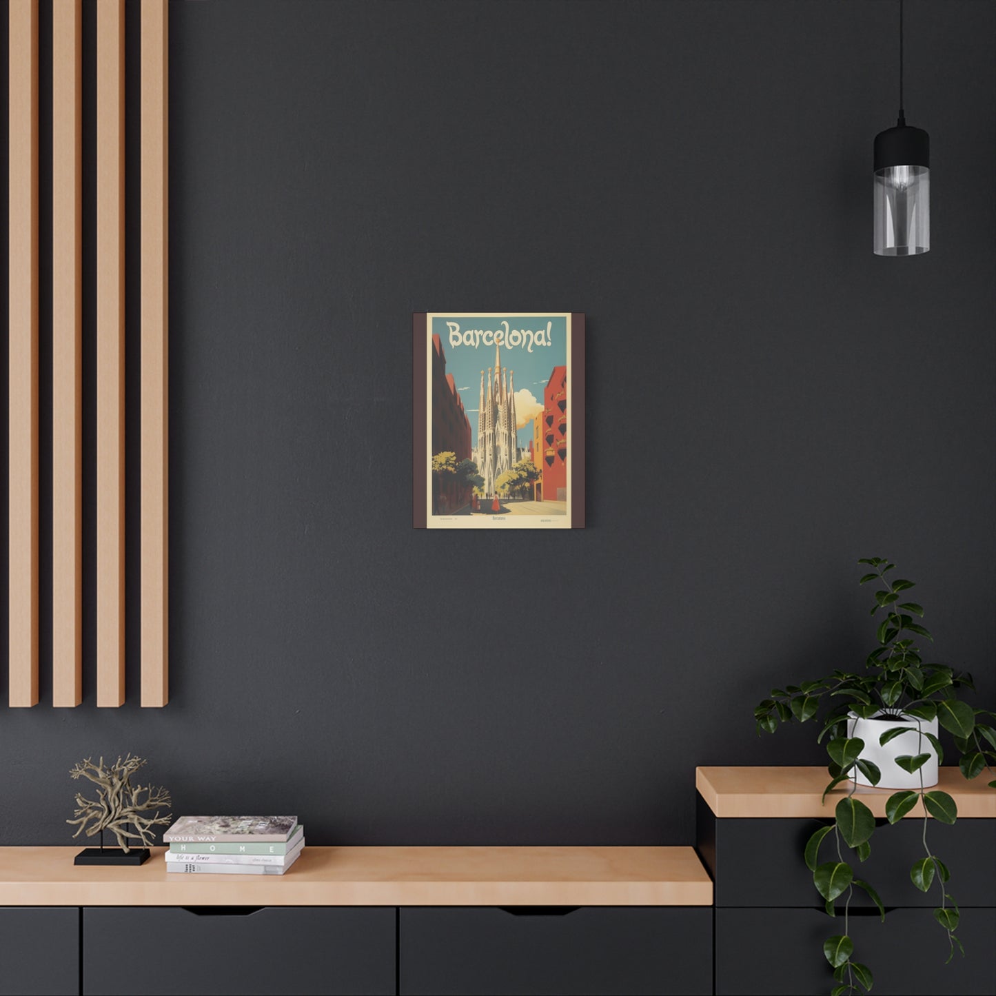 Barcelona Travel Poster Matte Canvas Print - Stretched Wall Art