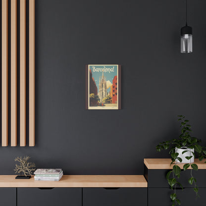 Barcelona Travel Poster Matte Canvas Print - Stretched Wall Art