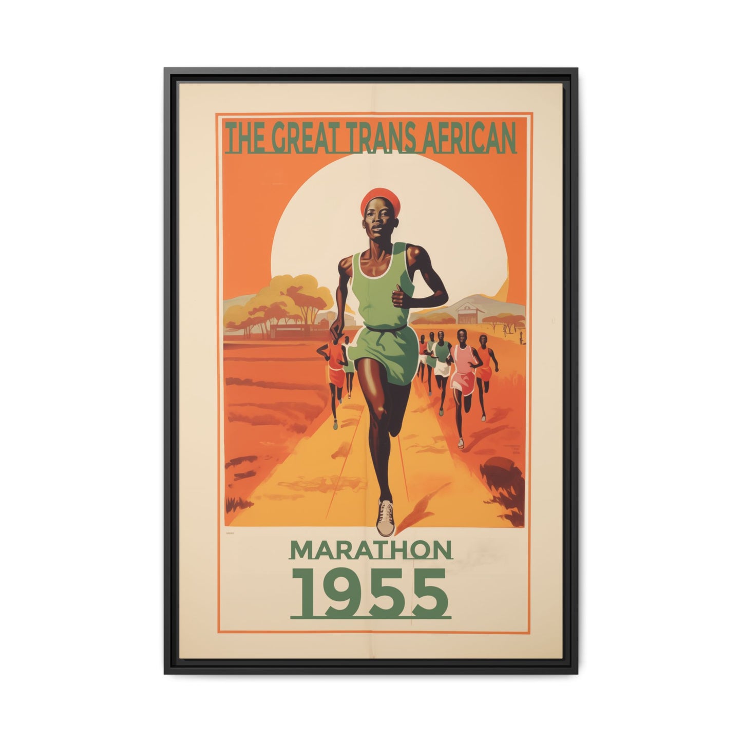 "The Great Trans African Marathon – 1955 Vintage Sports Canvas" Matte Canvas, Black Frame
