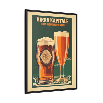"Birra Kapitale - Albanian Premium Beer Artwork | Matte Canvas with Black Frame"