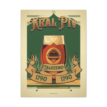 "Vintage Kral Piv Beer Poster - Zalozeno 1790 Frameless Stretched Matte Canvas" Matte Canvas, Stretched, 1.25"