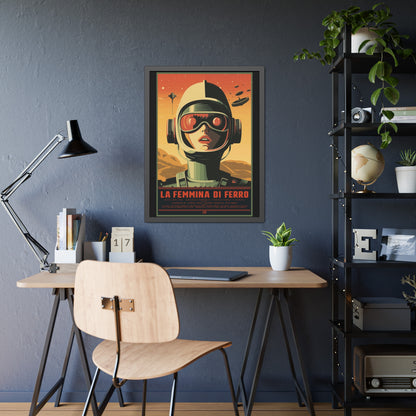 Retro Sci‑Fi Poster — "La Femmina di Ferro" Framed Art Print
