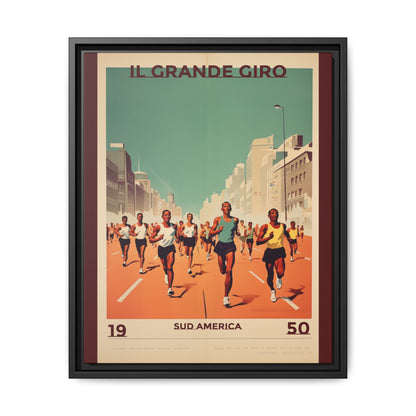 "Il Grande Giro – Vintage South American Marathon Canvas (1950)"Matte Canvas, Black Frame