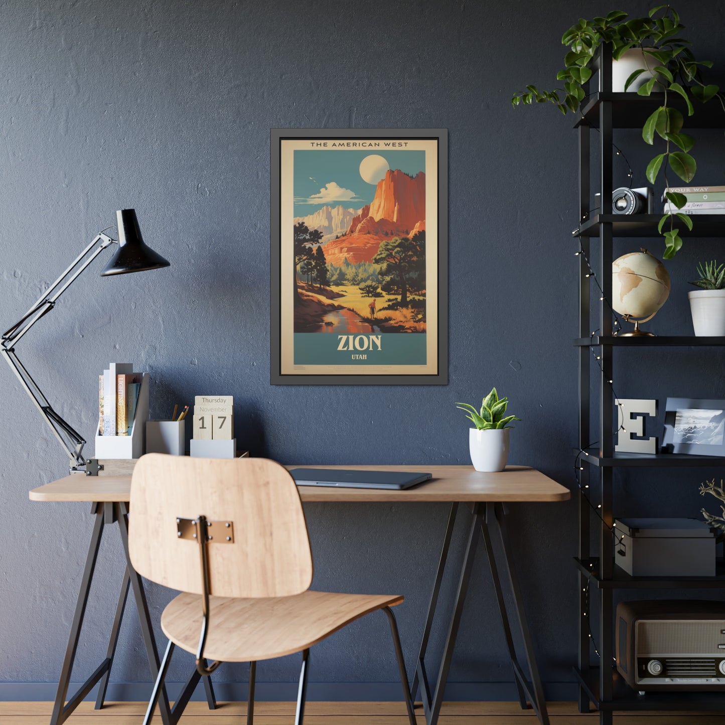 Zion National Park Vintage Travel Poster — Framed Paper Poster