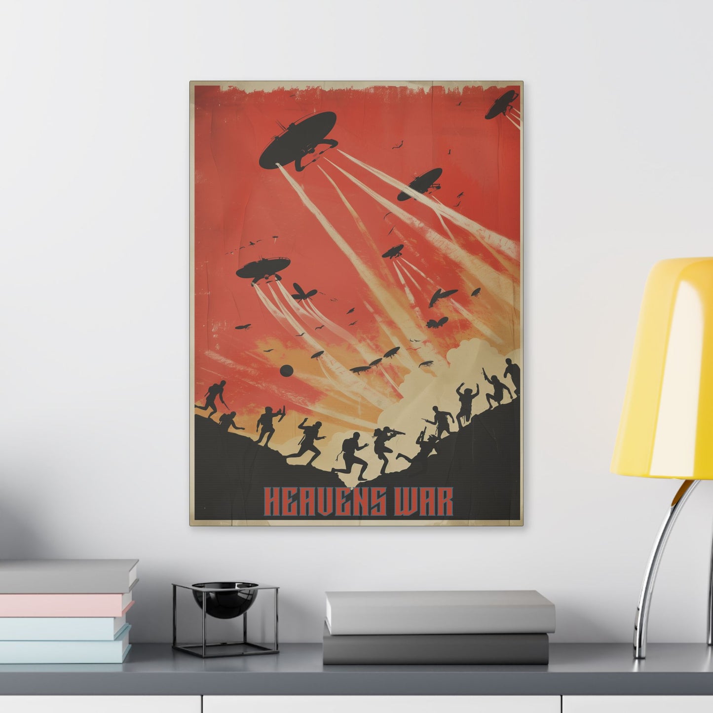 "Vintage Sci-Fi Poster - 'Heavens War: Invasion from Above' Retro Apocalypse Artwork", Classic Stretched Canvas