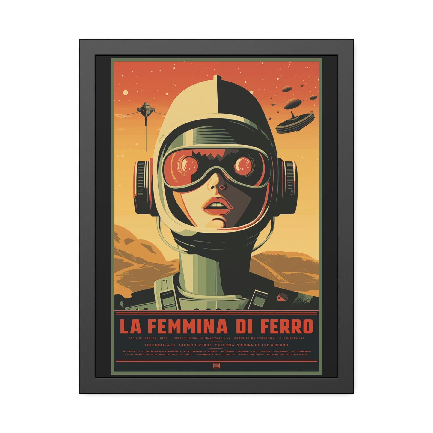 Retro Sci‑Fi Poster — "La Femmina di Ferro" Framed Art Print