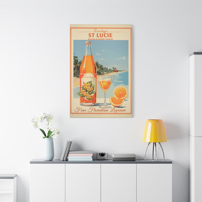 "Vintage Finlay’s St. Lucie Orange Blossom Liqueur Poster - Matte Canvas Stretched Wall Art" Matte Canvas, Stretched, 1.25"