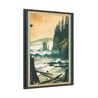 Framed Coastal Cliff Canvas Print — Vintage Seascape Wall Art