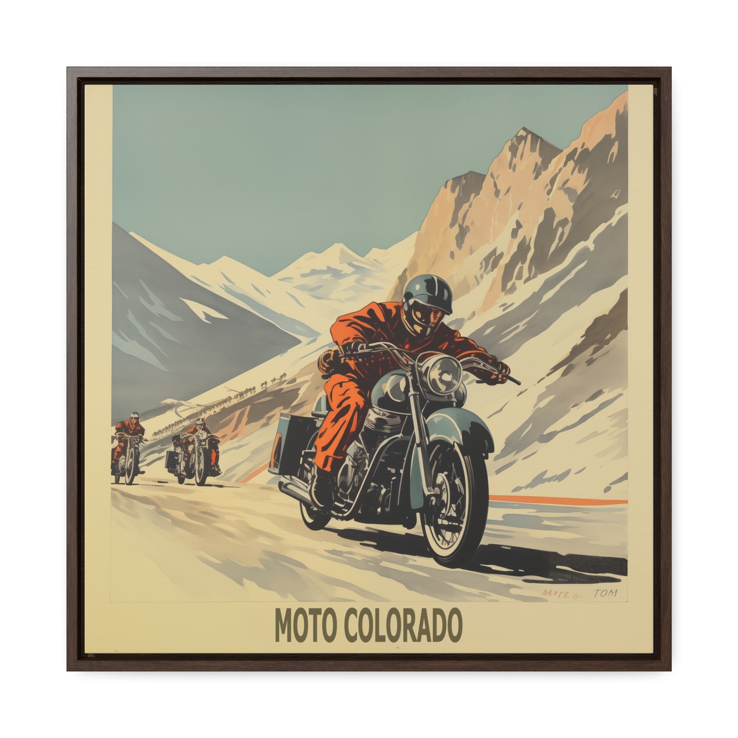 "Vintage Moto Colorado – Adventure Motorcycling in the Rockies" Gallery Canvas Wraps, Square Frame