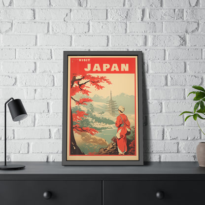 Visit Japan Vintage Travel Poster — Framed Paper Poster