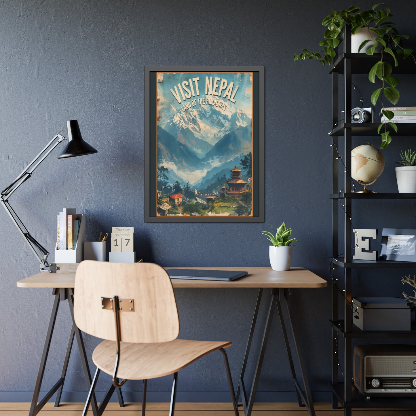 Visit Nepal Vintage Travel Poster — Framed Paper Poster
