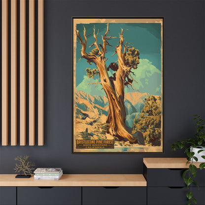 Bristlecone Pine Forest Vintage Travel Poster — Framed Matte Canvas Wall Art