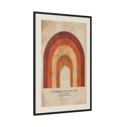 Framed Matte Canvas Wall Art - Retro Rainbow Design