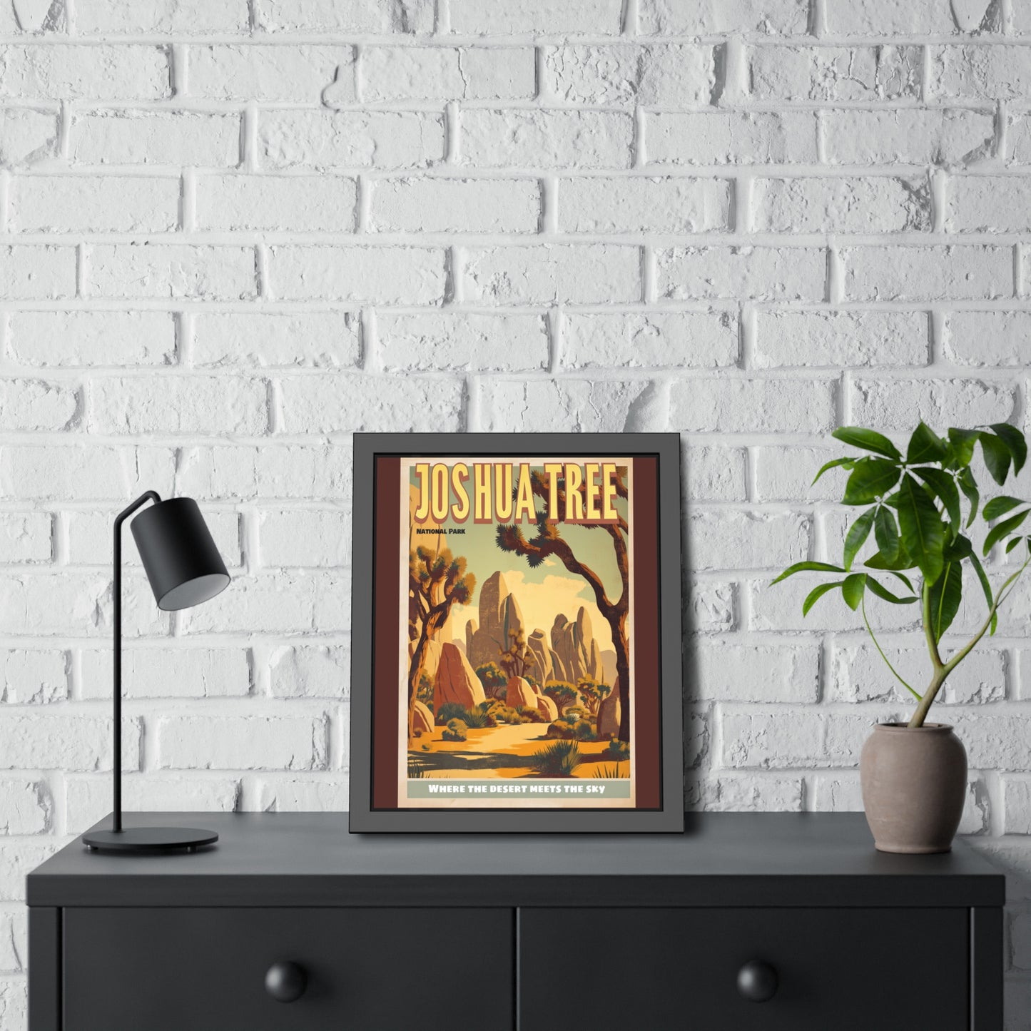 Joshua Tree Framed Poster - Vintage National Park Travel Print