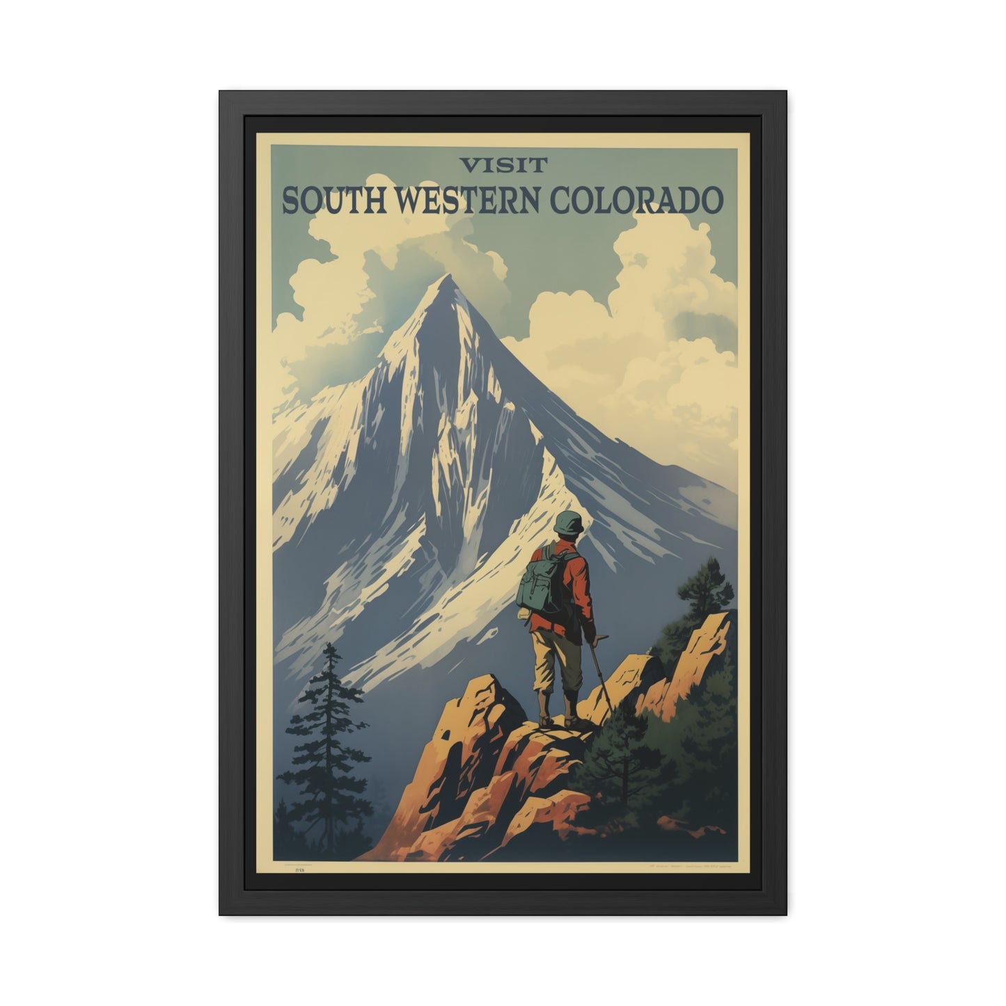 Vintage Colorado Travel Poster - 'Visit South Western Colorado' Mountain Adventure Art Framed Posters