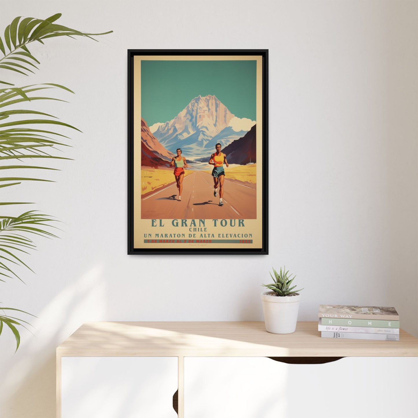 "El Gran Tour Chile Marathon – High Elevation Race Art Print"Matte Canvas, Black Frame