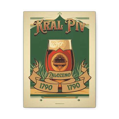 "Vintage Kral Piv Beer Poster - Zalozeno 1790 Frameless Stretched Matte Canvas" Matte Canvas, Stretched, 1.25"