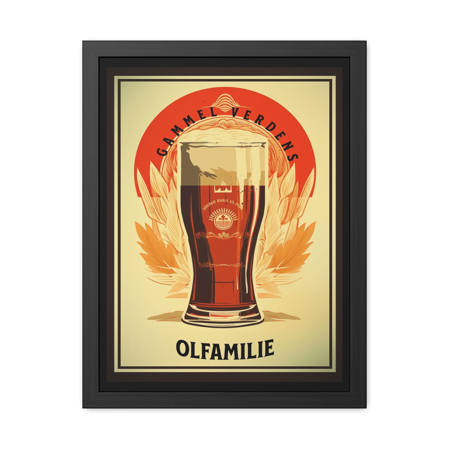 Vintage Beer Poster - Gammel Verdens Ølfamilie (Old World Beer Family) Art Print (Danish Language) Framed Posters