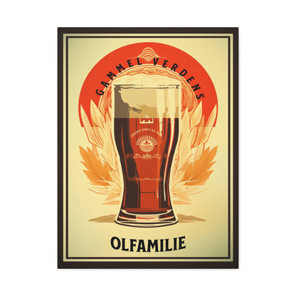 "Vintage Gammel Verdens Beer Denmark Poster - Olfamilie Frameless Stretched Matte Canvas" Matte Canvas, Stretched, 1.25"
