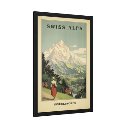 Swiss Alps Vintage Travel Poster Framed Print