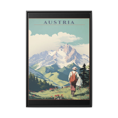 "Austria Vintage Travel Poster | Matte Canvas with Black Frame"