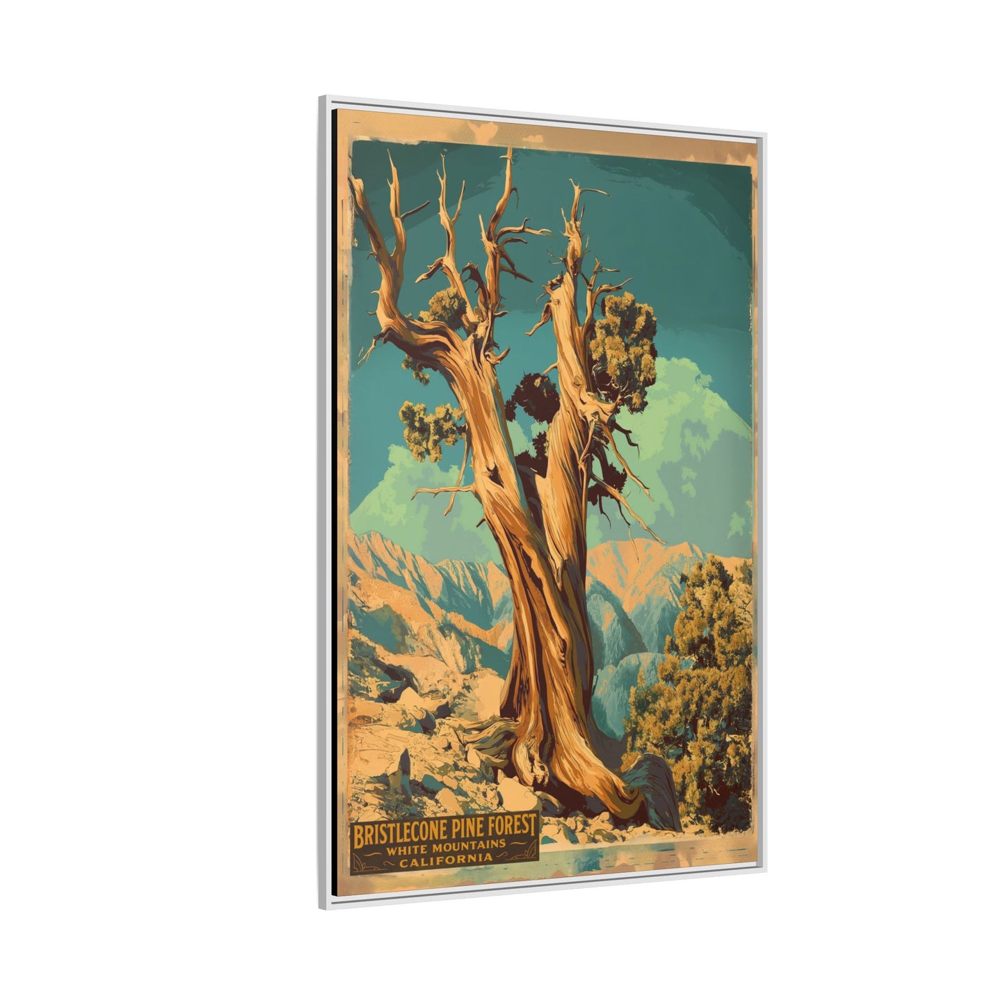 Bristlecone Pine Forest Vintage Travel Poster — Framed Matte Canvas Wall Art