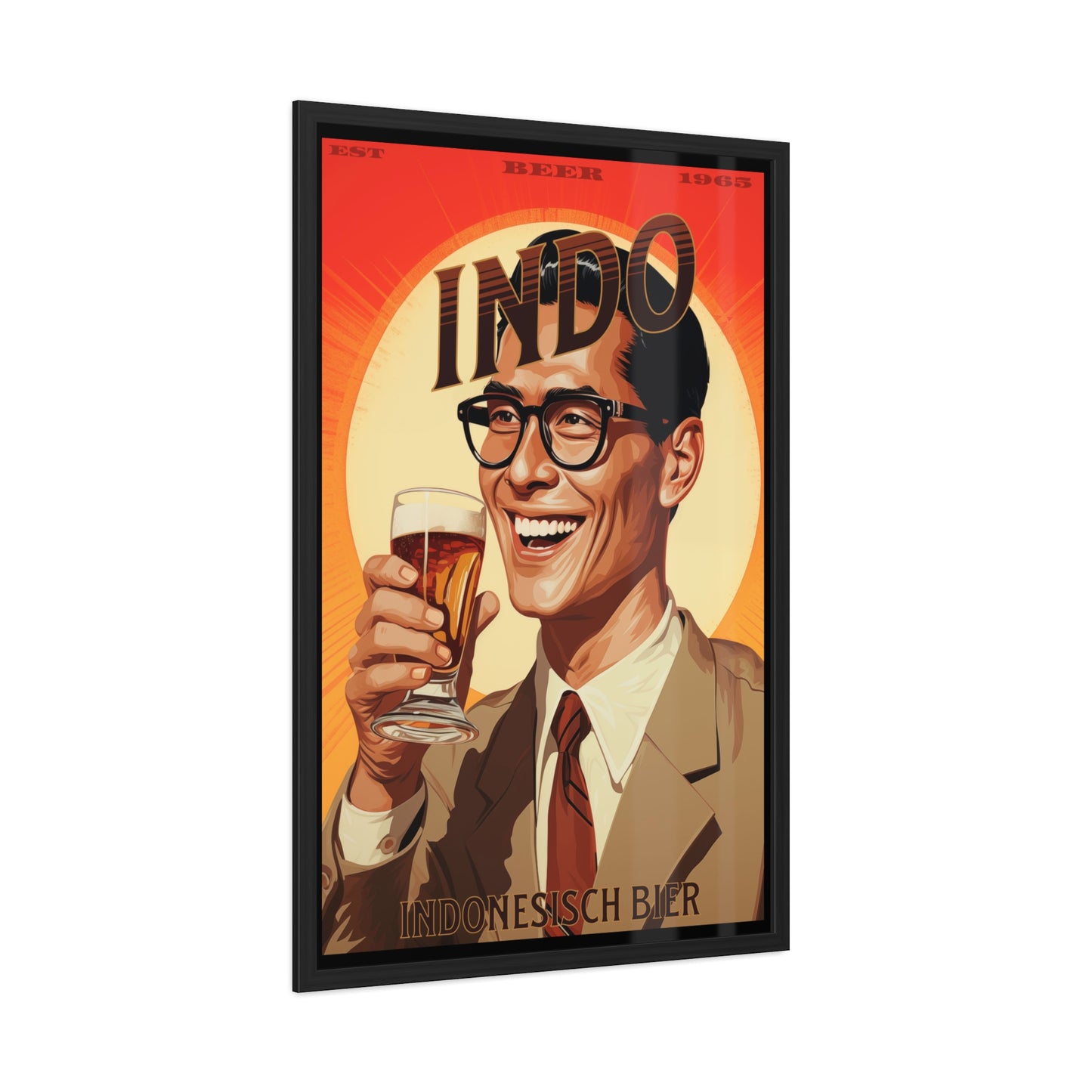 Vintage Beer Poster - Indo Bier (Indonesian Beer), Est. 1965 (German Language) Framed Posters