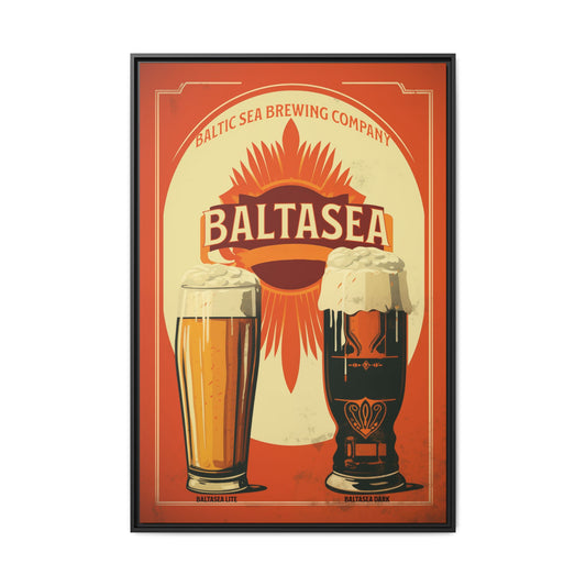 "Vintage Baltic Sea Brewing Poster - Matte Canvas Wall Art with Black Frame" Matte Canvas, Black Frame