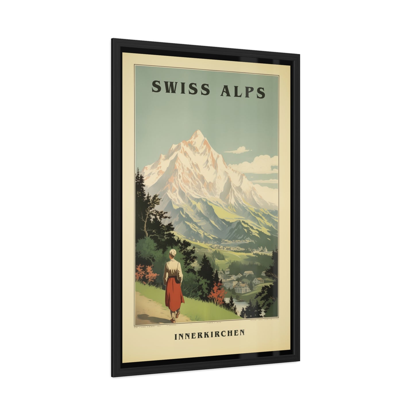 Vintage Swiss Alps Travel Poster - Innerkirchen (Inner Church) Scenic Artwork Framed Posters