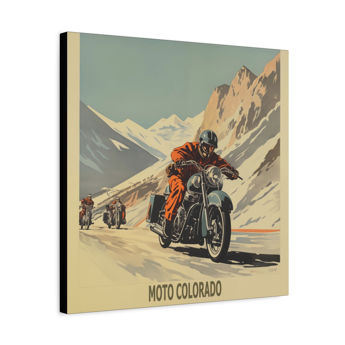 "Vintage Moto Colorado Poster - Rugged Motorcycle Adventure Matte Stretched Canvas" Matte Canvas, Stretched, 1.25"