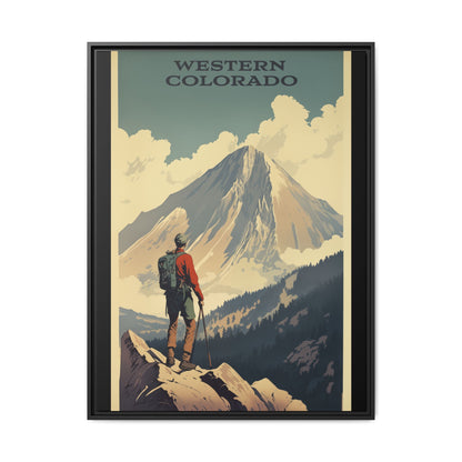 "Vintage Western Colorado Adventure Poster - Matte Canvas Wall Art with Black Frame" Matte Canvas, Black Frame