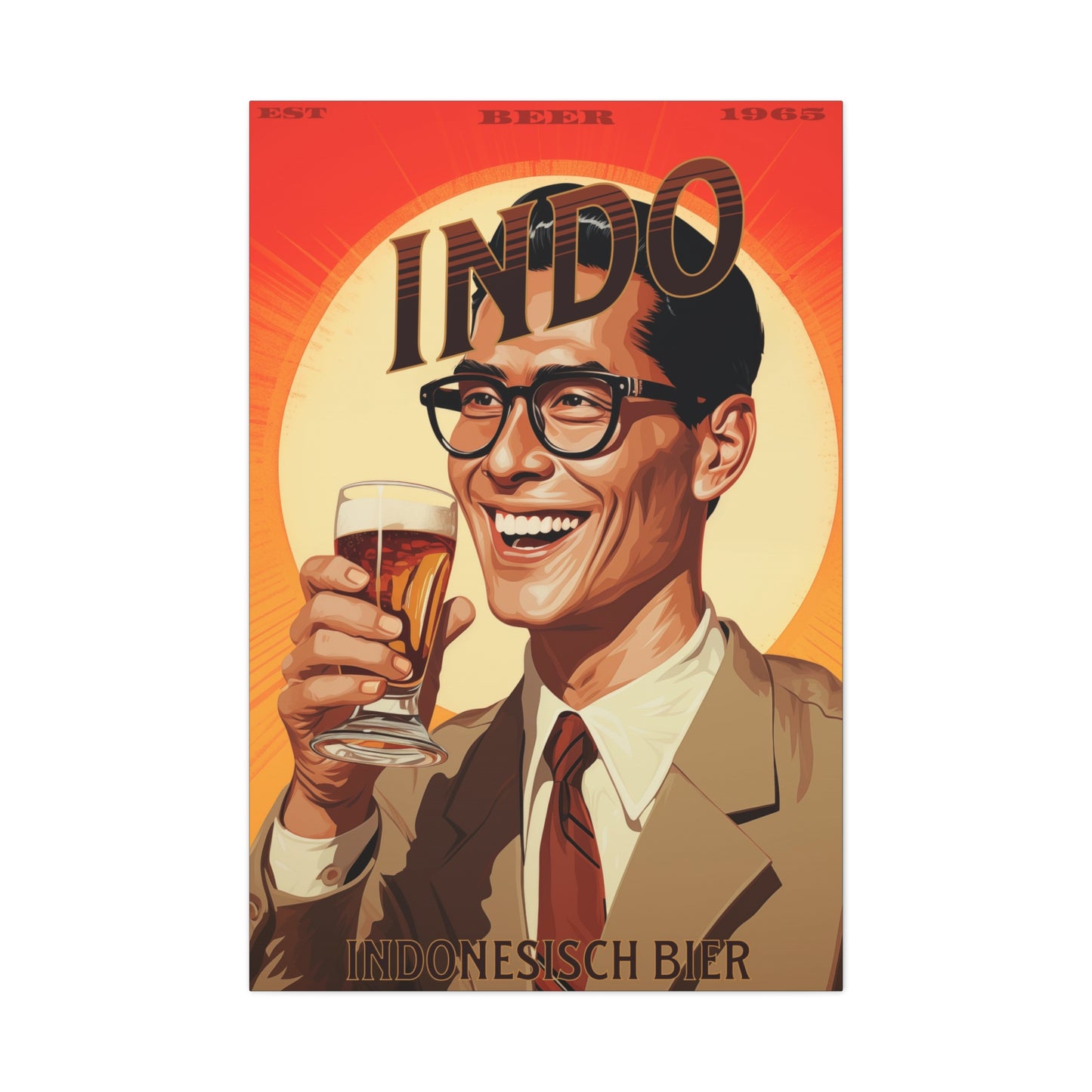"Vintage Indo Beer Poster - Indonesisch Bier 1965 Frameless Stretched Matte Canvas" Matte Canvas, Stretched, 1.25"