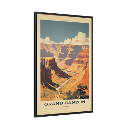 "Vintage Grand Canyon Scenic Tours Poster - Matte Canvas Wall Art with Black Frame" Matte Canvas, Black Frame