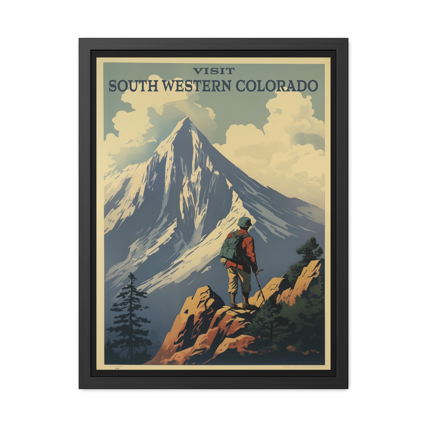 Vintage Colorado Travel Poster - 'Visit South Western Colorado' Mountain Adventure Art Framed Posters