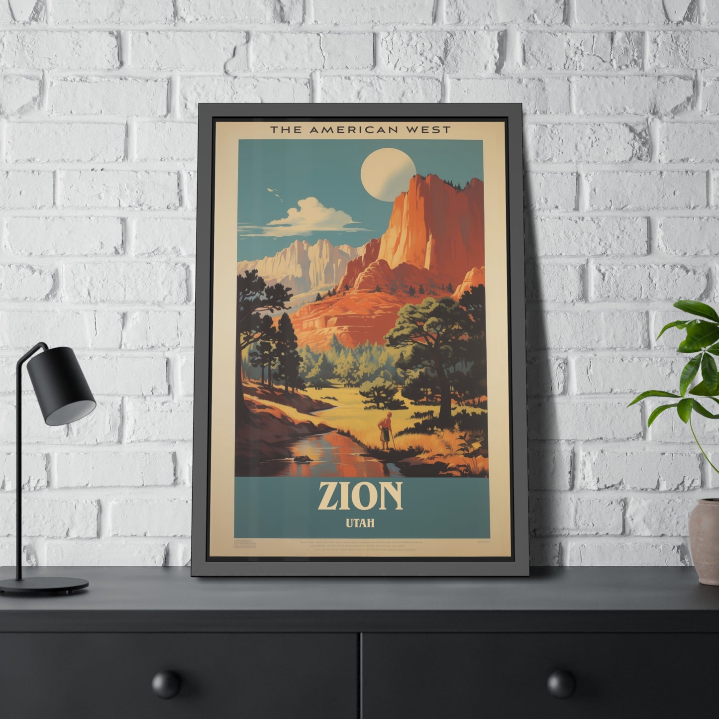 Zion National Park Vintage Travel Poster — Framed Paper Poster