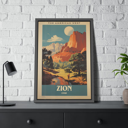 Zion National Park Vintage Travel Poster — Framed Paper Poster