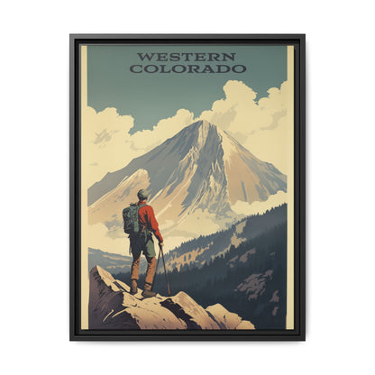 "Vintage Western Colorado Adventure Poster - Matte Canvas Wall Art with Black Frame" Matte Canvas, Black Frame