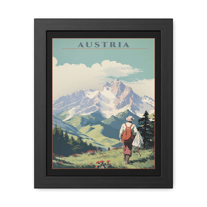 Vintage Austria Travel Poster - Alpine Hiking Scene Framed Posters