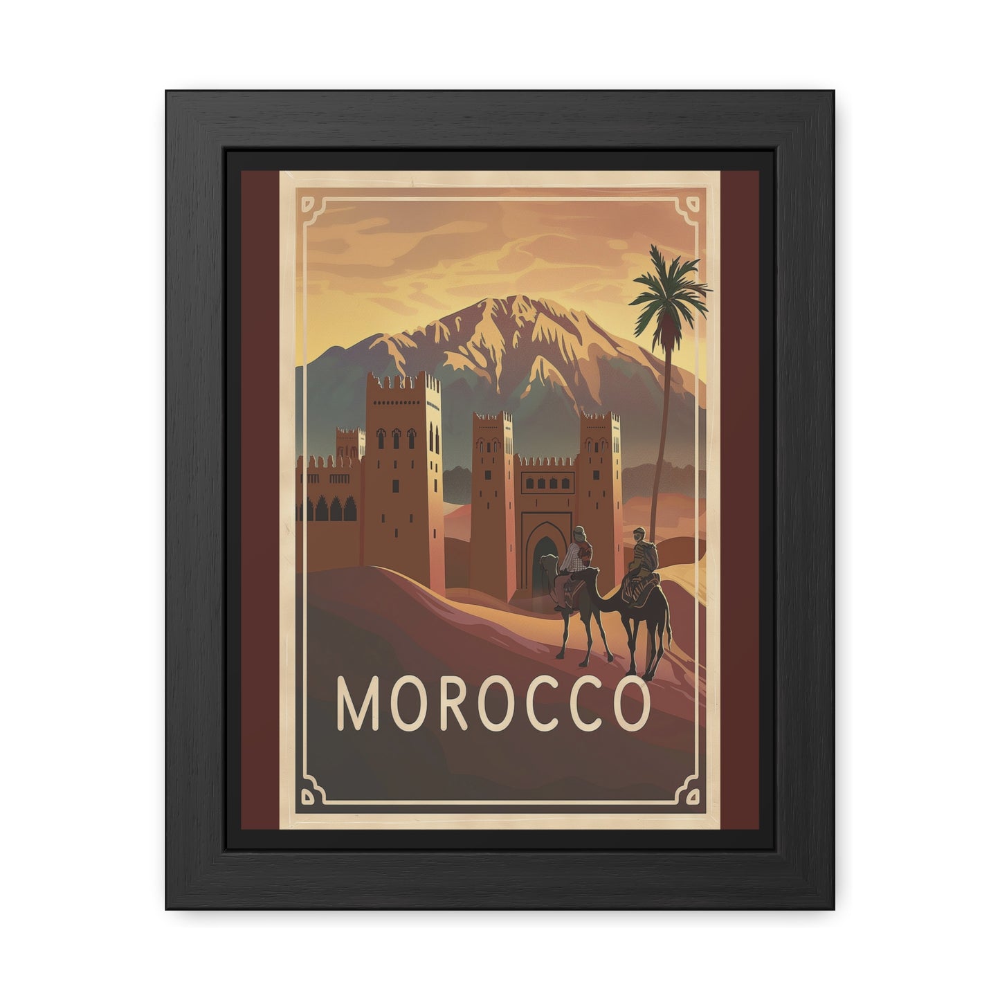 Framed Morocco Travel Poster — Vintage Desert Wall Art_M