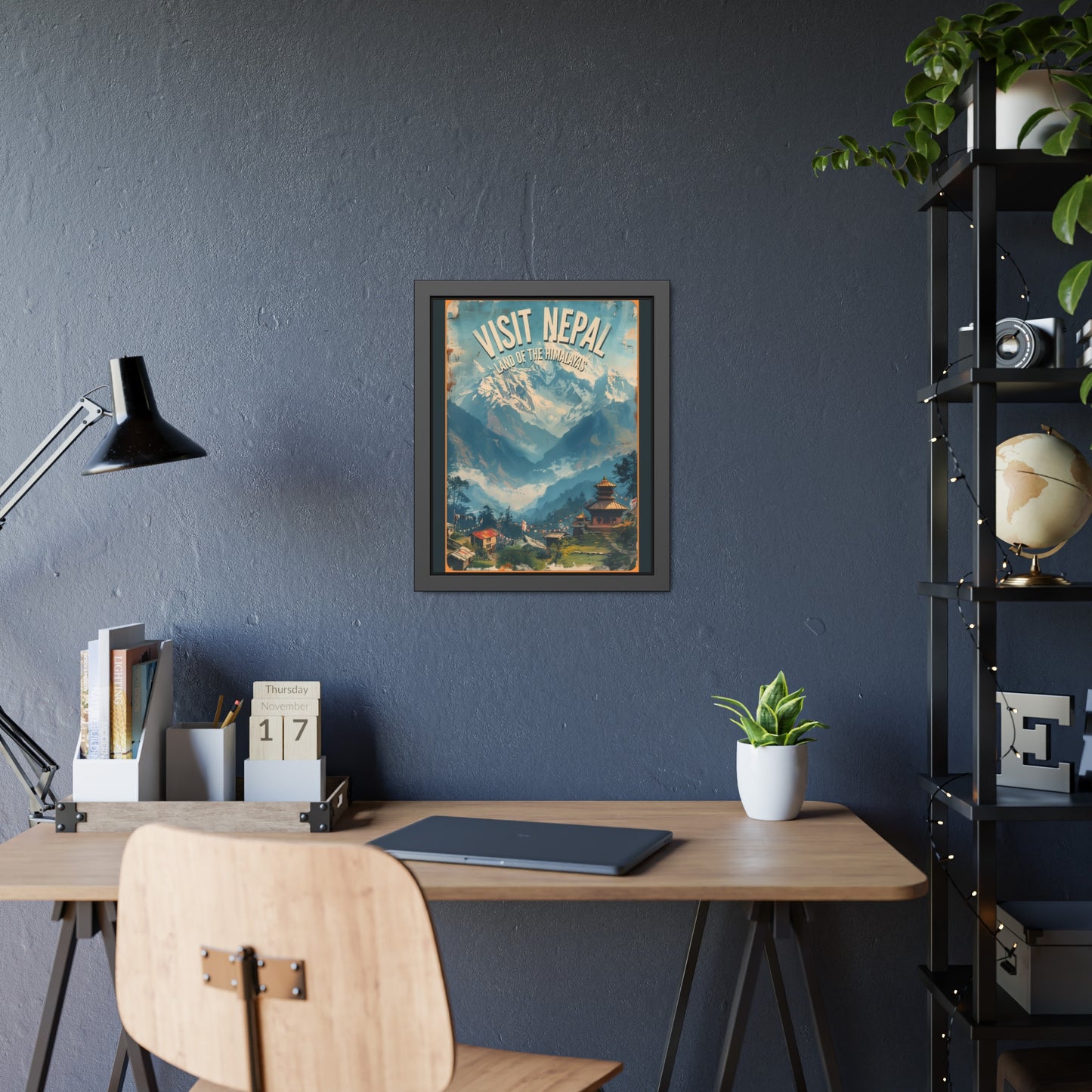 Visit Nepal Vintage Travel Poster — Framed Paper Poster