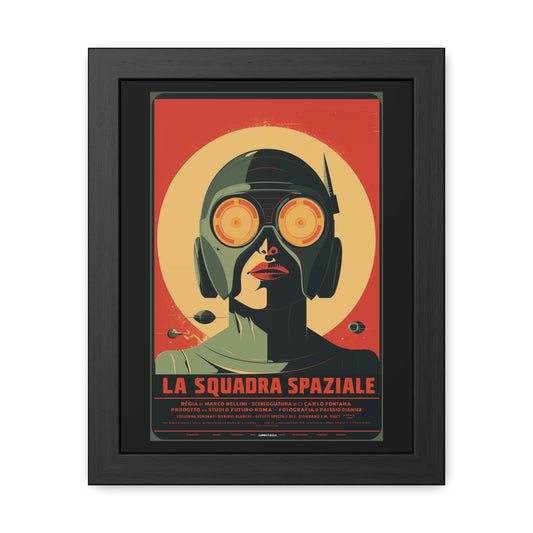 Retro Space Framed Poster – La Squadra Spaziale Wall Art, Vintage Sci-Fi Decor, Gift for Space Lovers, Mid-Century Modern Home Art