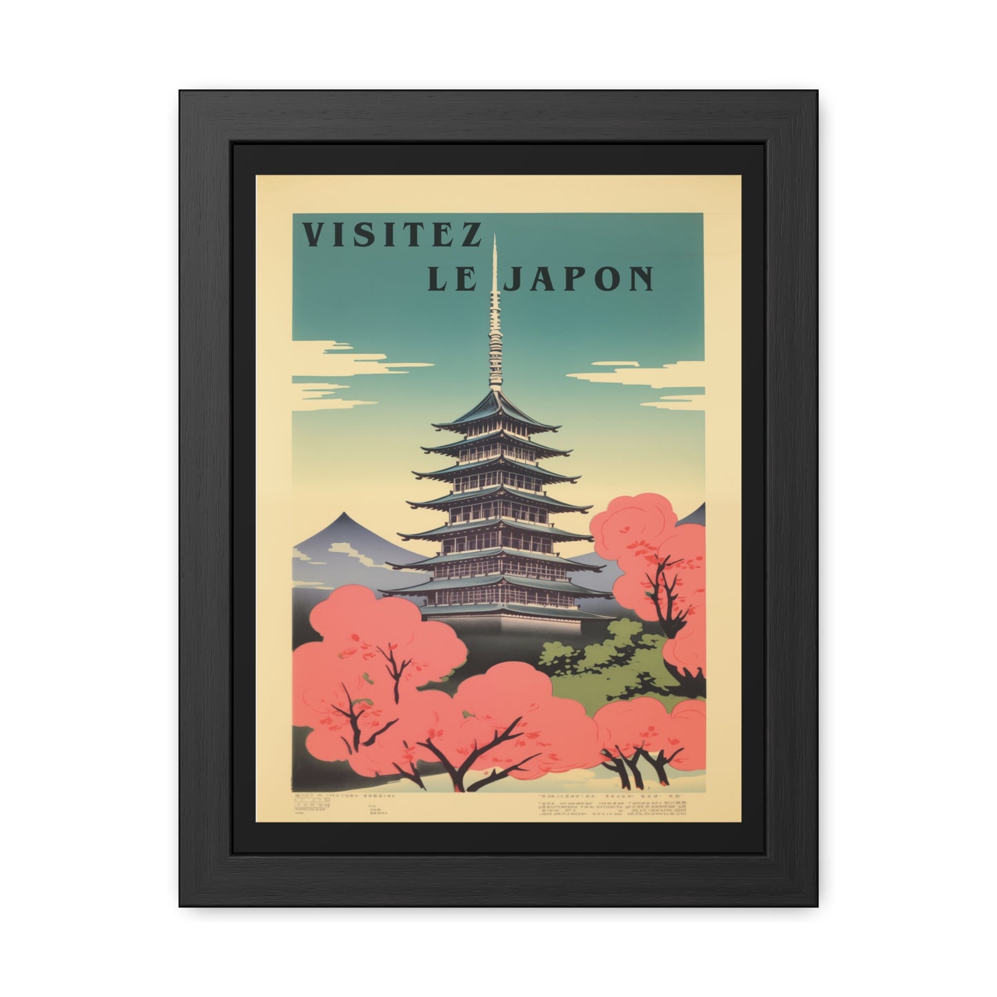 Vintage Japan Travel Poster - 'Visitez Le Japon' (Visit Japan) Pagoda Scene