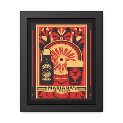 Vintage Art Deco Poster - Mariana's Deep Liqueur - Tropical Flair Framed Posters