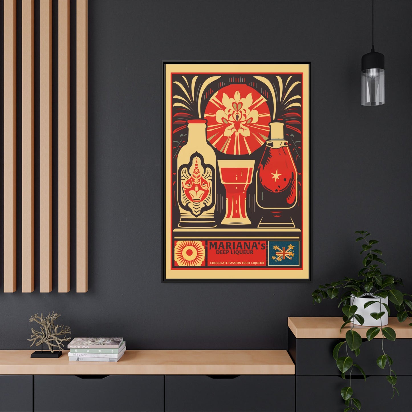"Vintage Mariana's Chocolate Passion Fruit Liqueur Poster - Matte Canvas Wall Art with Black Frame" Matte Canvas, Black Frame