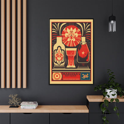 "Vintage Mariana's Chocolate Passion Fruit Liqueur Poster - Matte Canvas Wall Art with Black Frame" Matte Canvas, Black Frame