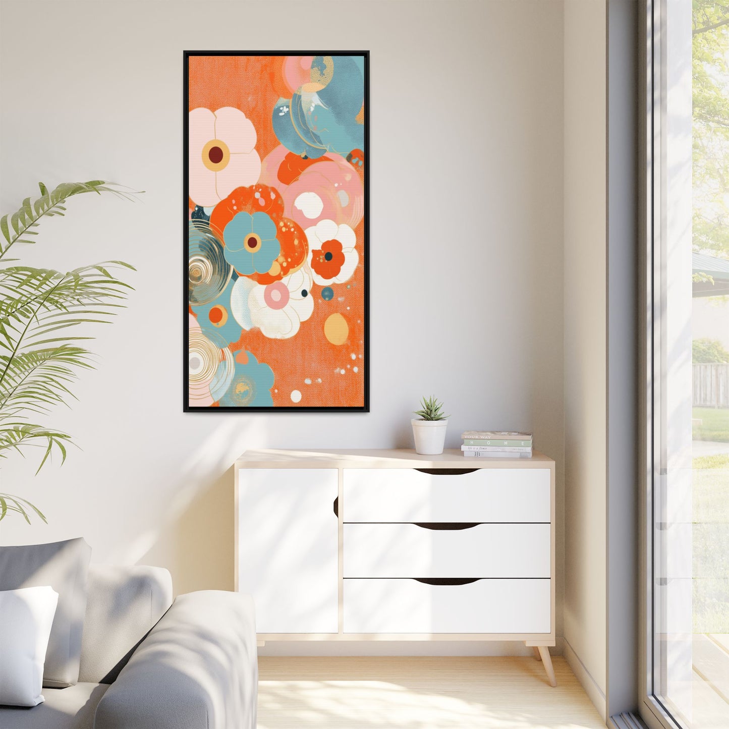Framed Floral Canvas Art Print — Colorful Abstract Blooms