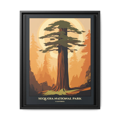 "Vintage Sequoia National Park Poster - California Matte Canvas Wall Art with Black Frame" Matte Canvas, Black Frame