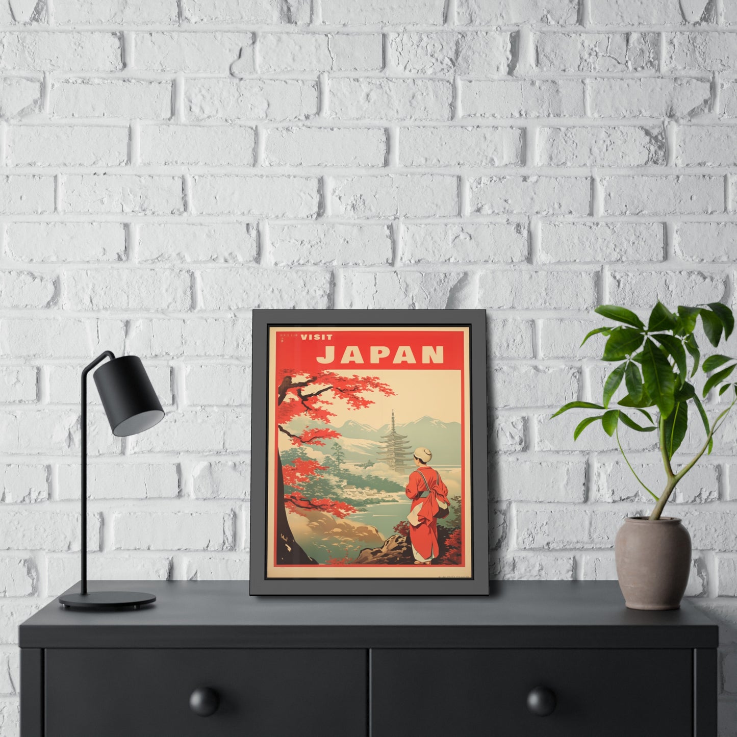Visit Japan Vintage Travel Poster — Framed Paper Poster
