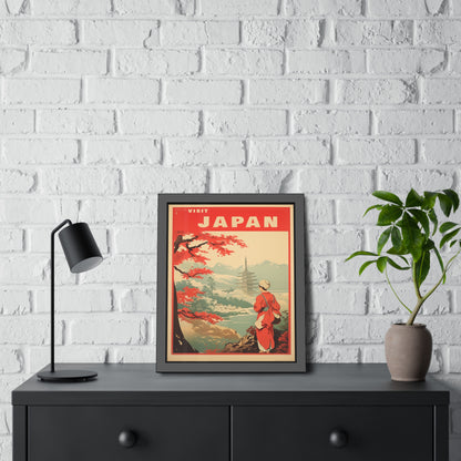Visit Japan Vintage Travel Poster — Framed Paper Poster